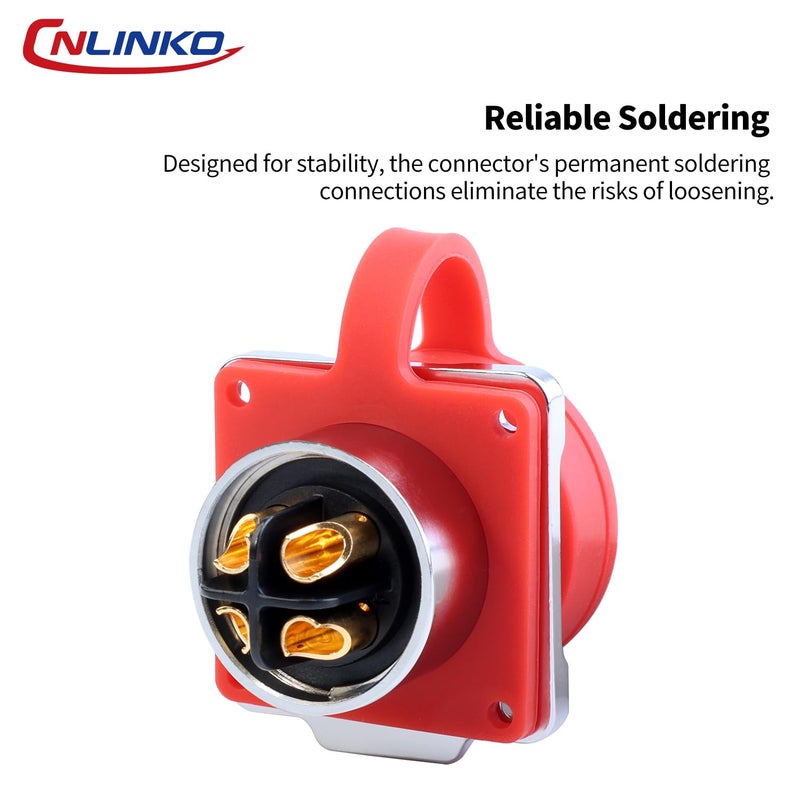 CNLINKO DH-24 4 PIN Industrial Waterproof Connectors, IP68 Circular Connector, Hard Metal Anti-Interference Shell, Quick Plug Aviation Connector, M24 Panel Mount Flange Socket (4-Pin) - Image 3